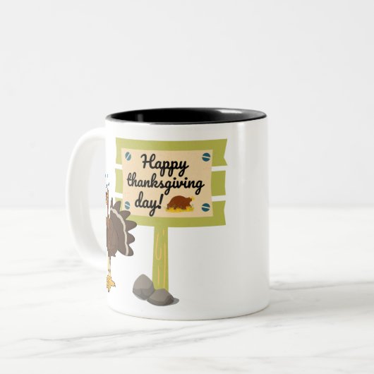 Happy Thanksgiving Day Funny Tweekleurige Koffiemok (Voorkant links)