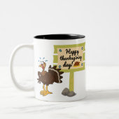 Happy Thanksgiving Day Funny Tweekleurige Koffiemok (Links)
