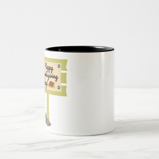 Happy Thanksgiving Day Funny Tweekleurige Koffiemok (Center)