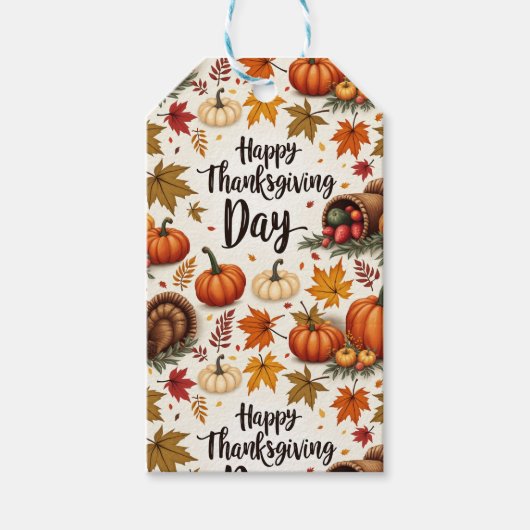 Happy Thanksgiving Day Gift Labels Cadeaulabel (Voorkant)