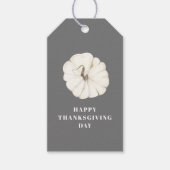Happy Thanksgiving Day | Grijze pompoen Cadeaulabel (Voorkant)