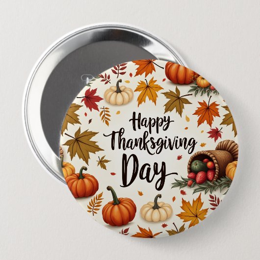 Happy Thanksgiving Day grote ronde Button (Voorkant /achterkant)