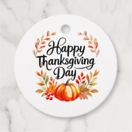 Happy Thanksgiving Day-gunsttag met pompoen Bedankjes Labels
