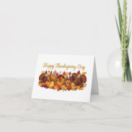 Happy Thanksgiving Day — Harvest & Turkey Greeting Bedankkaart