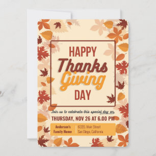 Happy Thanksgiving Day Invitation Card Kaart