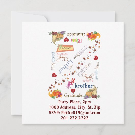 Happy Thanksgiving Day Kaart Invitation (Achterkant)