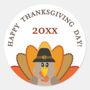 Happy Thanksgiving day-kalkoen grappig Ronde Sticker
