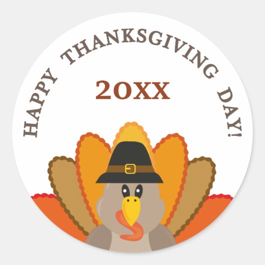 Happy Thanksgiving day-kalkoen grappig Ronde Sticker (Voorkant)