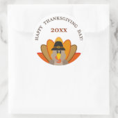 Happy Thanksgiving day-kalkoen grappig Ronde Sticker (Tas)