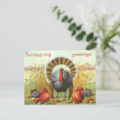 Happy Thanksgiving Day kalkoen met pompoenen Briefkaart (Staand voorkant)