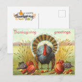 Happy Thanksgiving Day kalkoen met pompoenen Briefkaart (Voorkant / Achterkant)