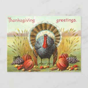 Happy Thanksgiving Day kalkoen met pompoenen Briefkaart