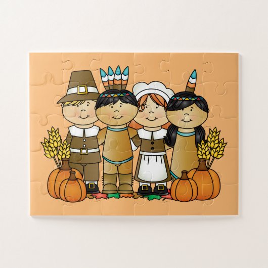 Happy Thanksgiving Day Kinderen Legpuzzel (Horizontaal)