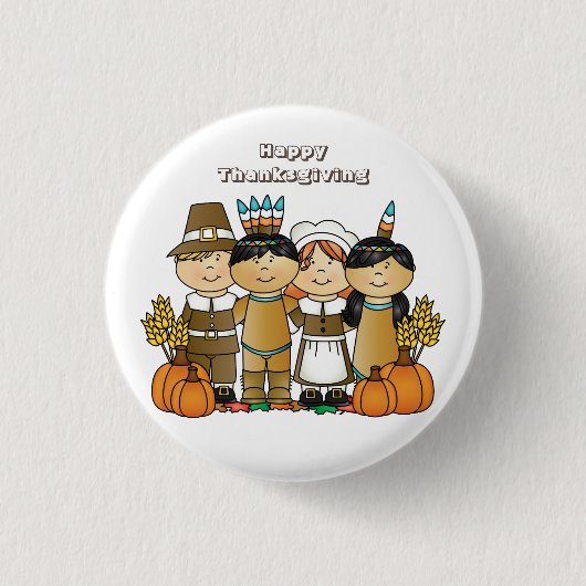 Happy Thanksgiving Day Kinderen Ronde Button 3,2 Cm (Voorkant)