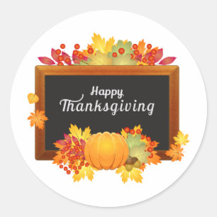 Happy Thanksgiving Day-kleurenbladeren Ronde Sticker