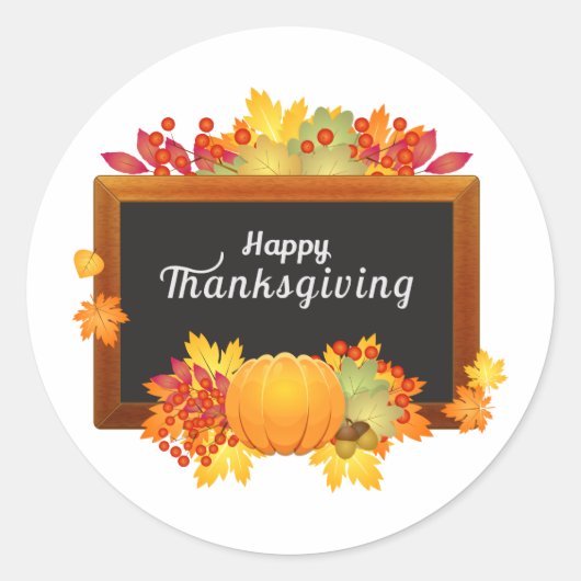 Happy Thanksgiving Day-kleurenbladeren Ronde Sticker (Voorkant)