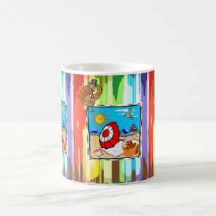 Happy Thanksgiving Day Mokken, strand Koffiemok