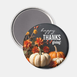 Happy Thanksgiving Day Oranje pompoenbloemen Magneet