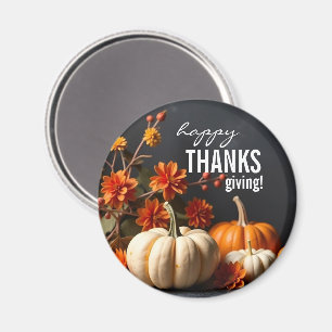 Happy Thanksgiving Day Oranje pompoenbloemen Magneet
