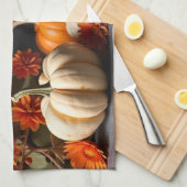 Happy Thanksgiving Day Oranje pompoenbloemen Theedoek (Quarter Fold)