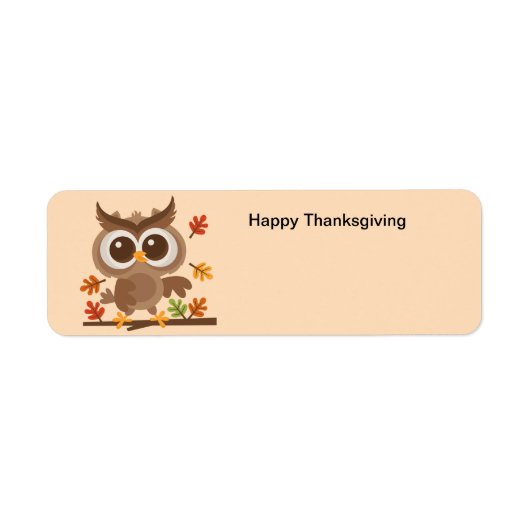 Happy Thanksgiving Day Owl Etiket (Voorkant)