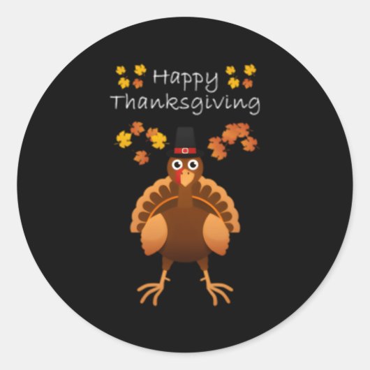 Happy Thanksgiving Day Pilgrim Turkije Ronde Sticker (Voorkant)