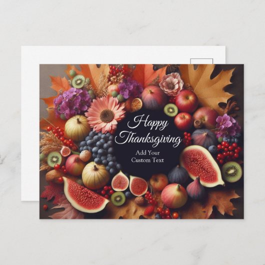 Happy Thanksgiving Day Pompoen en Bloemen Wrath Feestdagenkaart (Voorkant / Achterkant)