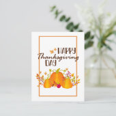 Happy Thanksgiving Day Pumpkin met Leaves Herfst Feestdagenkaart (Staand voorkant)