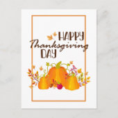 Happy Thanksgiving Day Pumpkin met Leaves Herfst Feestdagenkaart (Voorkant)