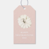 Happy Thanksgiving Day | Roze en witte pompoen Cadeaulabel (Voorkant)