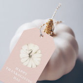 Happy Thanksgiving Day | Roze en witte pompoen Cadeaulabel