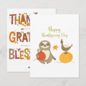 Happy Thanksgiving Day-sleuf met kalkoenflatkaart Feestdagenkaart (Voorkant / Achterkant)