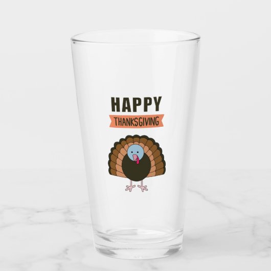Happy Thanksgiving Day Turkey Grateful Holiday Glas (Voorkant)