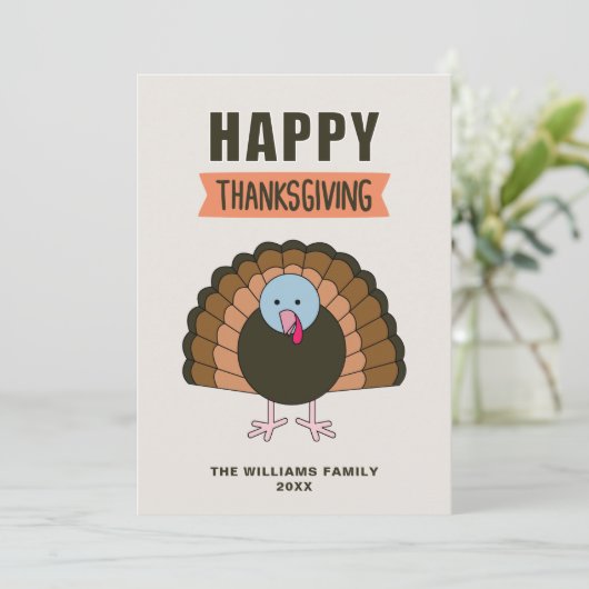 Happy Thanksgiving Day Turkey Grateful Holiday Kaart (Staand voorkant)