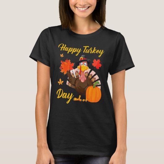Happy Thanksgiving Day Turkey Holiday Boys Girls T-shirt (Voorkant)