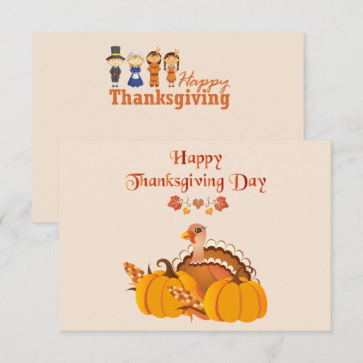 Happy Thanksgiving Day Turkije Kaart (Voorkant / Achterkant)