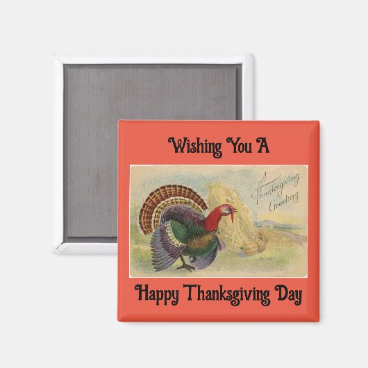 Happy Thanksgiving Day Turkije Magnet (Voorkant / Achterkant)