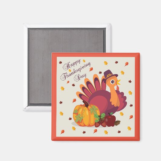 Happy Thanksgiving Day Turkije Magnet (Voorkant / Achterkant)