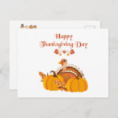 Happy Thanksgiving Day Turkije met pompoenen Briefkaart (Voorkant / Achterkant)