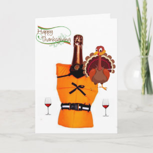 Happy Thanksgiving Day Wenskaart, Wijn Feestdagen Kaart