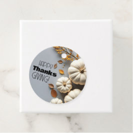 Happy Thanksgiving Day White Pumpkins Bedankjes Labels