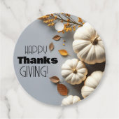 Happy Thanksgiving Day White Pumpkins Bedankjes Labels (Voorkant)