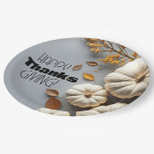 Happy Thanksgiving Day White Pumpkins Papieren Bordje (Gekanteld)