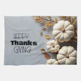 Happy Thanksgiving Day White Pumpkins Theedoek