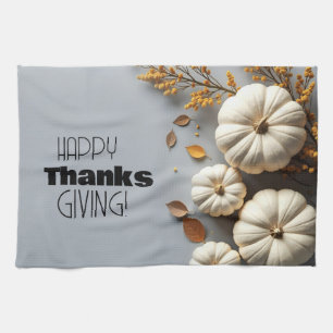 Happy Thanksgiving Day White Pumpkins Theedoek