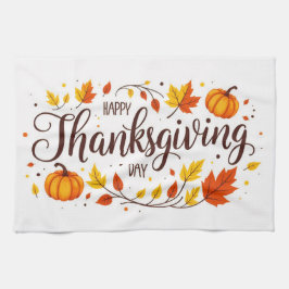 Happy Thanksgiving Day Witte Keuken Handdoek