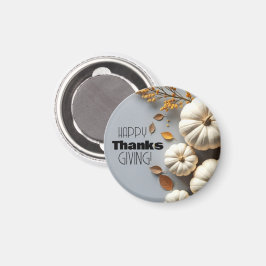 Happy Thanksgiving Day Witte pompoenen en bladeren Magneet