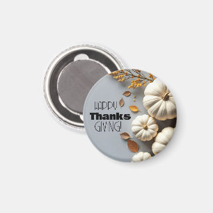 Happy Thanksgiving Day Witte pompoenen en bladeren Magneet