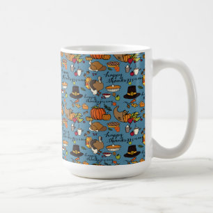 Happy Thanksgiving: de blauwe achtergrond van de g Koffiemok