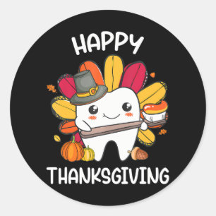 Happy Thanksgiving de Tandheelkundige Squad Turkij Ronde Sticker